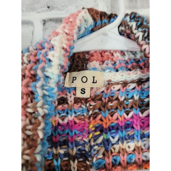 NWOT POL Knit Tassel Fringe Colorful Open Front Cardigan Sweater Cozy Oversize S - Picture 5 of 6